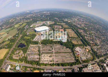 Vista aerea, Parco Arena Gelsenkirchen, Veltins-Arena, Arena AufSchalke di Gelsenkirchen è lo stadio di calcio tedesco del club di calcio FC Schalke 04, Foto Stock