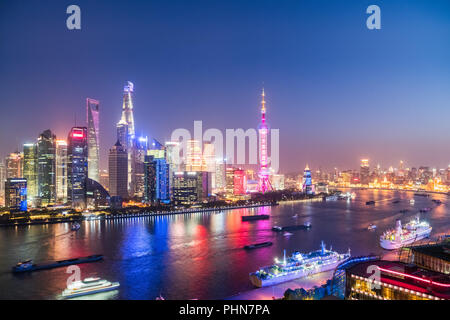 Notte di shanghai North Bund Foto Stock