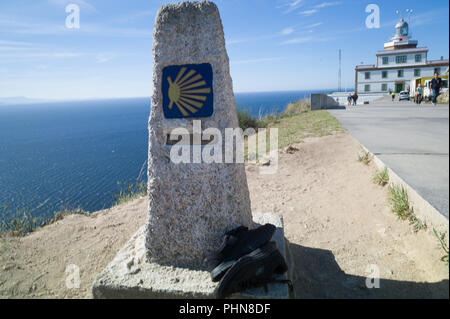 Mojon e stivali in Finisterre Foto Stock