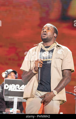 Philadelphia, Pennsylvania, USA. 1 Sep, 2018. MEEK MILL (ROBERT RIHMEEK WILLIAMS) durante il Made in America Music Festival a Benjamin Franklin Parkway in Philadelphia, Pennsylvania Credito: Daniel DeSlover/ZUMA filo/Alamy Live News Foto Stock