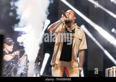 Philadelphia, Pennsylvania, USA. 1 Sep, 2018. MEEK MILL (ROBERT RIHMEEK WILLIAMS) durante il Made in America Music Festival a Benjamin Franklin Parkway in Philadelphia, Pennsylvania Credito: Daniel DeSlover/ZUMA filo/Alamy Live News Foto Stock