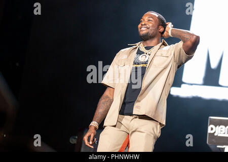 Philadelphia, Pennsylvania, USA. 1 Sep, 2018. MEEK MILL (ROBERT RIHMEEK WILLIAMS) durante il Made in America Music Festival a Benjamin Franklin Parkway in Philadelphia, Pennsylvania Credito: Daniel DeSlover/ZUMA filo/Alamy Live News Foto Stock