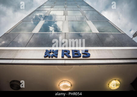 Royal Bank of Scotland plc (RBS), Threadneedle Street, London EC2, Regno Unito Foto Stock