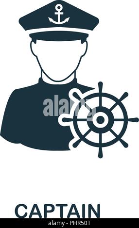 Icona del capitano. Monocromatico design di stile dalla collezione di professioni. UI. Pixel perfetto pittogramma semplice icona del capitano. Web design, applicazioni software, stampare Illustrazione Vettoriale