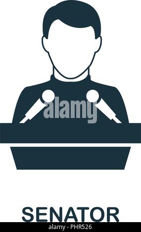 Il senatore icona. Monocromatico design di stile dalla collezione di professioni. UI. Pixel perfetto pittogramma semplice senatore icona. Web design, applicazioni software, stampare Illustrazione Vettoriale