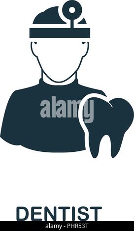 Icona del dentista. Monocromatico design di stile dalla collezione di professioni. UI. Pixel perfetto pittogramma semplice icona del dentista. Web design, applicazioni software, stampare Illustrazione Vettoriale