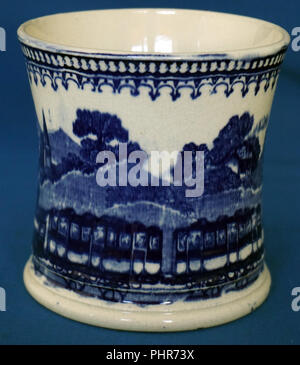 Antique Pearlware Staffordshire Pottery ferroviaria tazza commemorativa Foto Stock