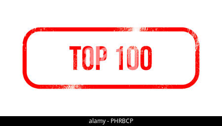 Top 100 - rosso gomma grunge, timbro Foto Stock