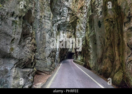 La strada della Forra, Tremosine, Lago di Garda, Lombardia, Italia, Europa Foto Stock