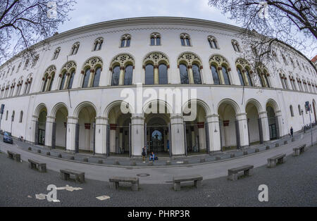 Hauptgebaeude, Ludwig-Maximilians-Universitaet, Geschwister-Scholl-Platz, Monaco di Baviera, Deutschland Foto Stock