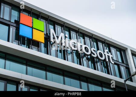 Microsoft Deutschlandzentrale, Walter-Gropius-Strasse, Schwabing, Monaco di Baviera, Deutschland Foto Stock