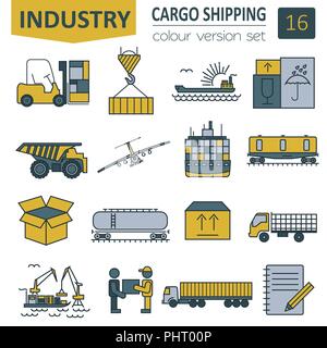 Cargo consegna spedizione icon set. Linea sottile design. Illustrazione Vettoriale Illustrazione Vettoriale