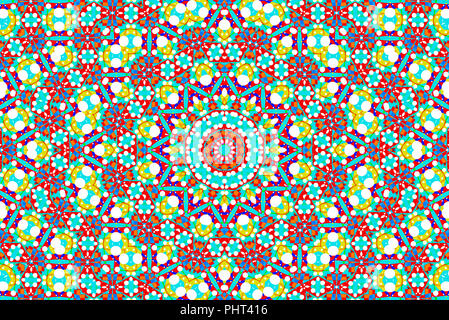 Abstract kaleidoscope pattern, sfondo colorato mirroring riflettente sfondo grafico come elemento di design Foto Stock