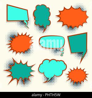 Fumetto colorate retrò vuoto discorso bolla Illustrazione Vettoriale