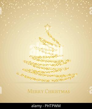 Illustrazione Vettoriale abstract golden albero di natale. Luce dorata decorazione. Albero di natale come simbolo Illustrazione Vettoriale