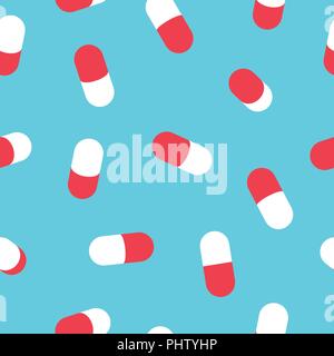 Medicina pillola seamless pattern per la salute o la farmacia concetto dello sfondo. EPS10 vettore. Illustrazione Vettoriale