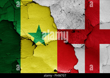 Le bandiere del Senegal e Inghilterra Foto Stock