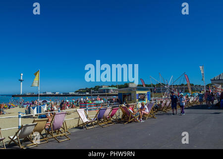 Weymouth beach e dal lungomare di Weymouth Dorset, England, Regno Unito Foto Stock