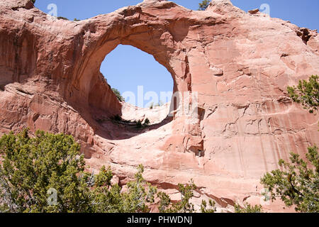 Finestra Rock, un naturale di arenaria rossa e la formazione nella sezione nordoccidentale dell Arizona, Stati Uniti l'arco segna la capitale dell'Indiano Navajo Nation. Foto Stock