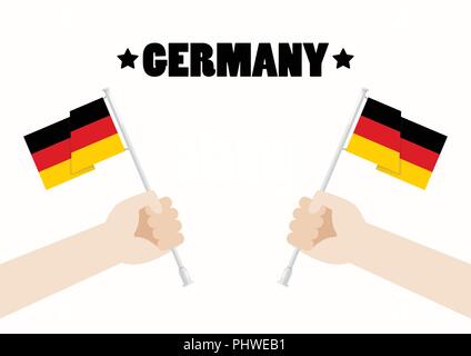 Germania Giornata nazionale con le mani tenendo premuto fino in Germania bandiere. Illustrazione Vettoriale Illustrazione Vettoriale