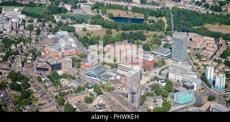 Una veduta aerea di Sheffield University, South Yorkshire, nell'Inghilterra del Nord, Regno Unito Foto Stock