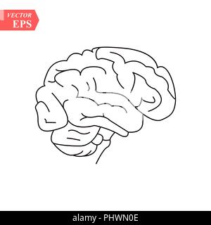 Cervello, mente o intelligenza line art icona per app e siti web Illustrazione Vettoriale