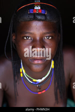 Tribù Muhakaona donna, Provincia del Cunene, Oncocua, Angola Foto Stock