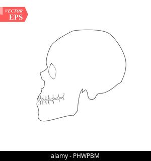 Vettore teschio umano vista laterale silhouette. eps 10 Illustrazione Vettoriale