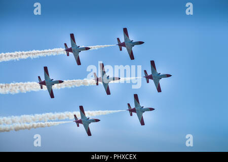 Kunstflugstaffel PATRULLA AGUILA, ILA 2018, Schoenefeld, Brandeburgo, Deutschland Foto Stock