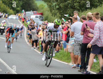 OVO Energy Tour del Regno Unito. 02Sep, 2018. 2018, DLAMINI Nicholas del Team RSA di Dimension Data in volata al palcoscenico il KOM A Defynnog credito Immagine: Huw Fairclough/Alamy Live News Foto Stock