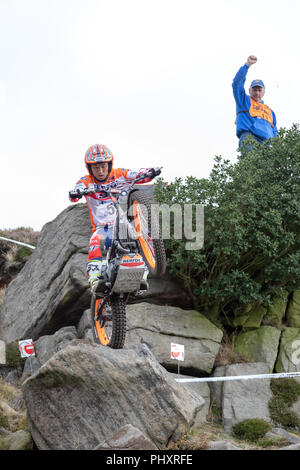 Silsden, UK. Il 2 settembre 2018. I migliori piloti internazionali contest il round britannico del mondo Prove GP. Risultati - in primo luogo - Toni Bou. Secondo - Adam Raga. Terzo - Miquel Gelabert. Quarto - Takahisa Fujinami. Credito: RHB/Alamy Live News Foto Stock