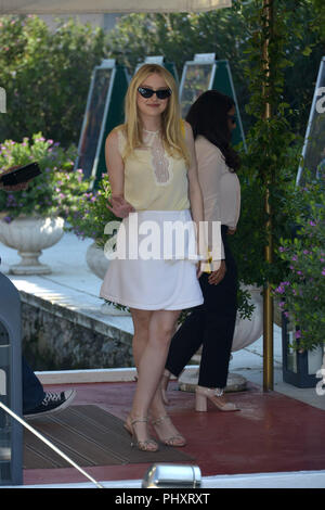 Venezia, Italia. 03Sep, 2018. 75° Festival del Cinema di Venezia, avvistamenti di celebrità. Nella foto: Dakota Fanning Credit: Indipendente Agenzia fotografica/Alamy Live News Foto Stock