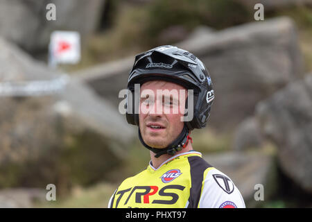 I migliori piloti internazionali contest il round britannico del mondo Prove GP. Risultati - in primo luogo - Toni Bou. Secondo - Adam Raga. Terzo - Miquel Gelabert. Quarto - Takahisa Fujinami. Foto Stock