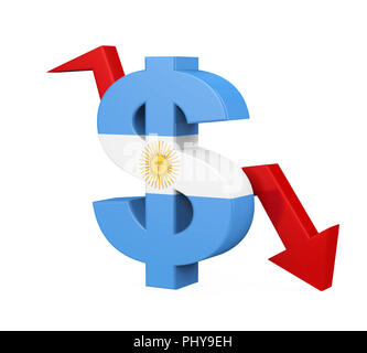 Peso argentino simbolo freccia e isolato Foto Stock