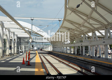 Il nuovo e moderno hub di trasporto a Denver Union Station Foto Stock