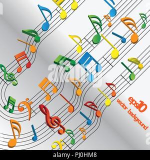 Colori vividi Script, note musicali in una composizione astratta - Colorate il concetto di musica in background design creativo modello in formato vettoriale modificabile Illustrazione Vettoriale