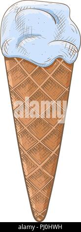Gelato. Doodle colorato. Mano bozzetto Illustrazione Vettoriale