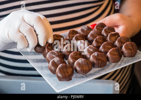 Il cioccolato tour guidato di Anversa Foto Stock