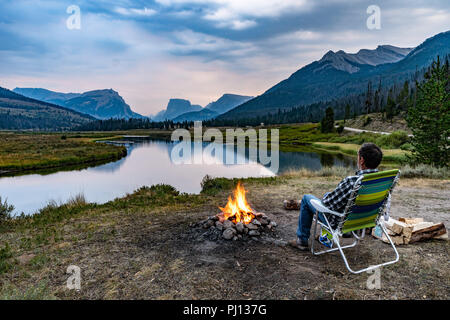 Il Camp dal Green River, Wind River Range, WY Foto Stock