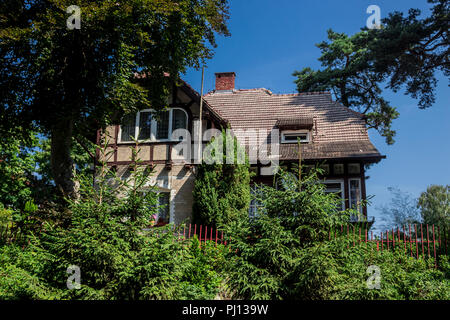 Villa Antica,'Art Nouveau'Style, costruito nei primi anni del ventesimo secolo. Località di villeggiatura Krynica Morska(Kahlberg), situato sulle rive del Mar Baltico. Foto Stock