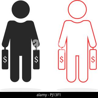 Nero e sottile linea icona degli investitori Illustrazione Vettoriale