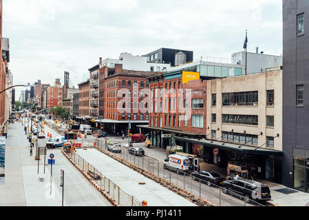 La città di New York, Stati Uniti d'America - 22 Giugno 2018: Meatpacking District in Chelsea. Esso è il più alla moda della zona per il tempo libero in città Foto Stock