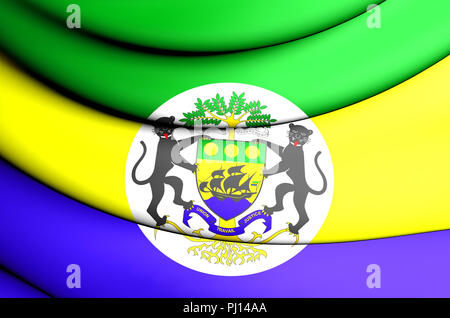 3D standard presidenziale del Gabon. 3D'illustrazione. Foto Stock