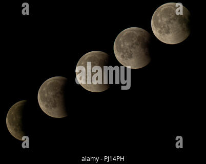 Lunar Eclipse a Dotzheim, Wiesbaden, 27.07.2018, foto: mehmet uzman Foto Stock