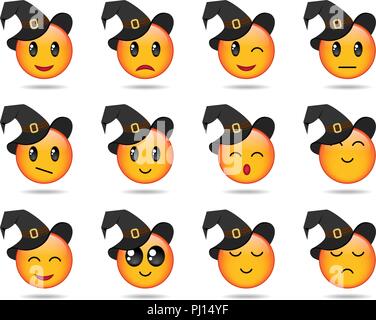 Set di emoticon di halloween Illustrazione Vettoriale