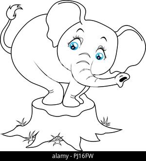 Carino baby elephant cartoon. Immagine su sfondo bianco Foto Stock