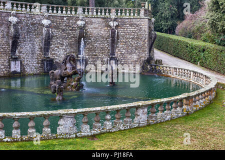 Pegasus fontana, Villa Lante di Bagnaia, Viterbo, Lazio, Italia Foto Stock