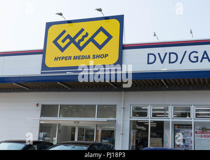 GEO ipermedia negozio che vende DVD, giochi e fumetti Manga in Giappone. Foto Stock