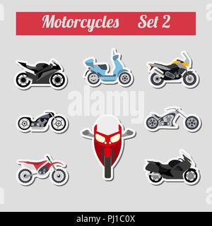 Set di elementi di motocicli per la creazione di propri infographics o mappe Illustrazione Vettoriale