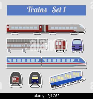 Treno icon set. La metropolitana, monorail, trasporti funicolari. Illustrazione Vettoriale Illustrazione Vettoriale